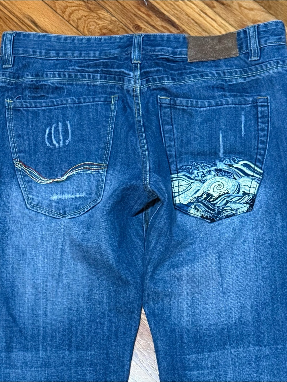 Diesel Industry Denim Men’s Size 36x30 Embroiderd Pockets Relaxed Fit Blue Jeans
